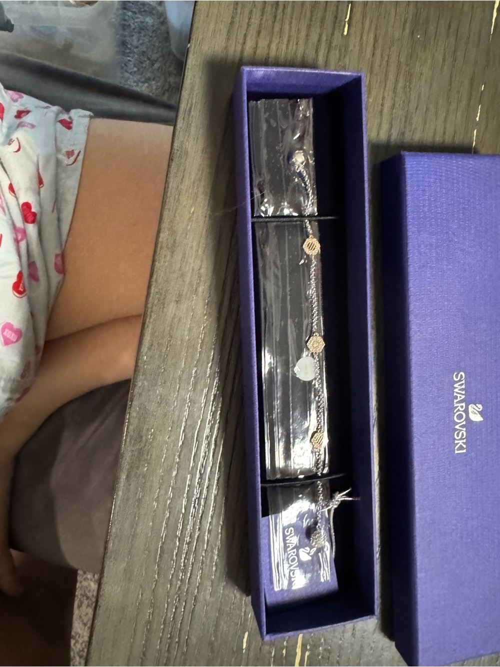 Swarovski Rose Gold Crystal Charm Bracelet with Clear Pendant
